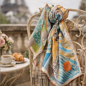 Asprey x The Ritz London 100 Anniversary Silk Scarf Italy Hand Rolled 35” Rare